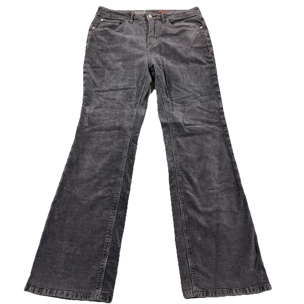 Pilcro Anthropologie Gray Corduroy Flare Pants Womens 30 Tall Stretch Bootcut